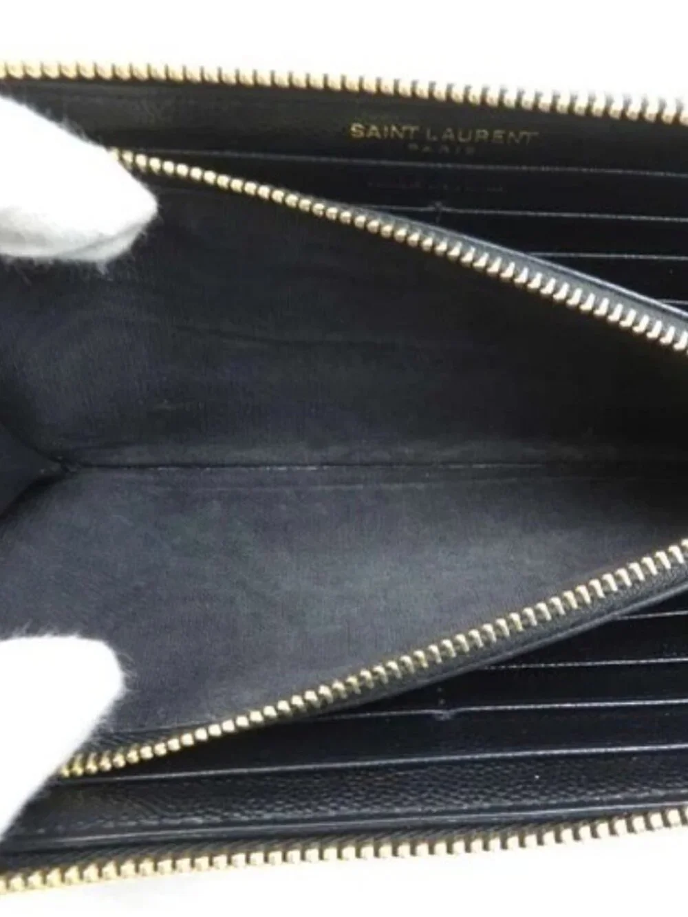 Auth SAINT LAURENT Zip Around Long Wallet Black/Gold Leather/Metal - h31776g - Picture 6 of 15